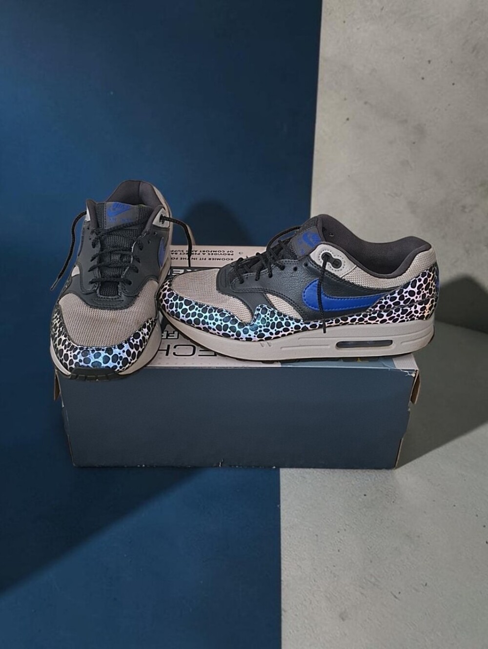 Nike Air Max 1 Safari Reflective Black Size US Men's 8